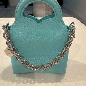 Marc Jacobs Turquoise Mini Bag with Silver Chain